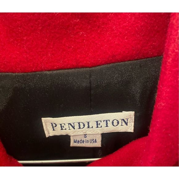 Vintage Pendleton Red Virgin Wool Women’s Cape Coat Sz Small Black Buttons - Picture 4 of 13
